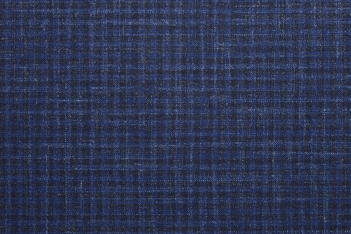 25007-2/G5-20219 Navy Blue & Black Check Suit Fabric