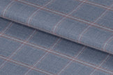 255168/G5-23130 Cool Blue With Orange  & Silver Check Linen Suit Fabric