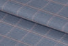 255168/G5-23130 Cool Blue With Orange  & Silver Check Linen Suit Fabric