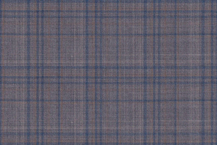 4851/G3-21729 Light Grey With Gold & Blue Check Jacket Fabric