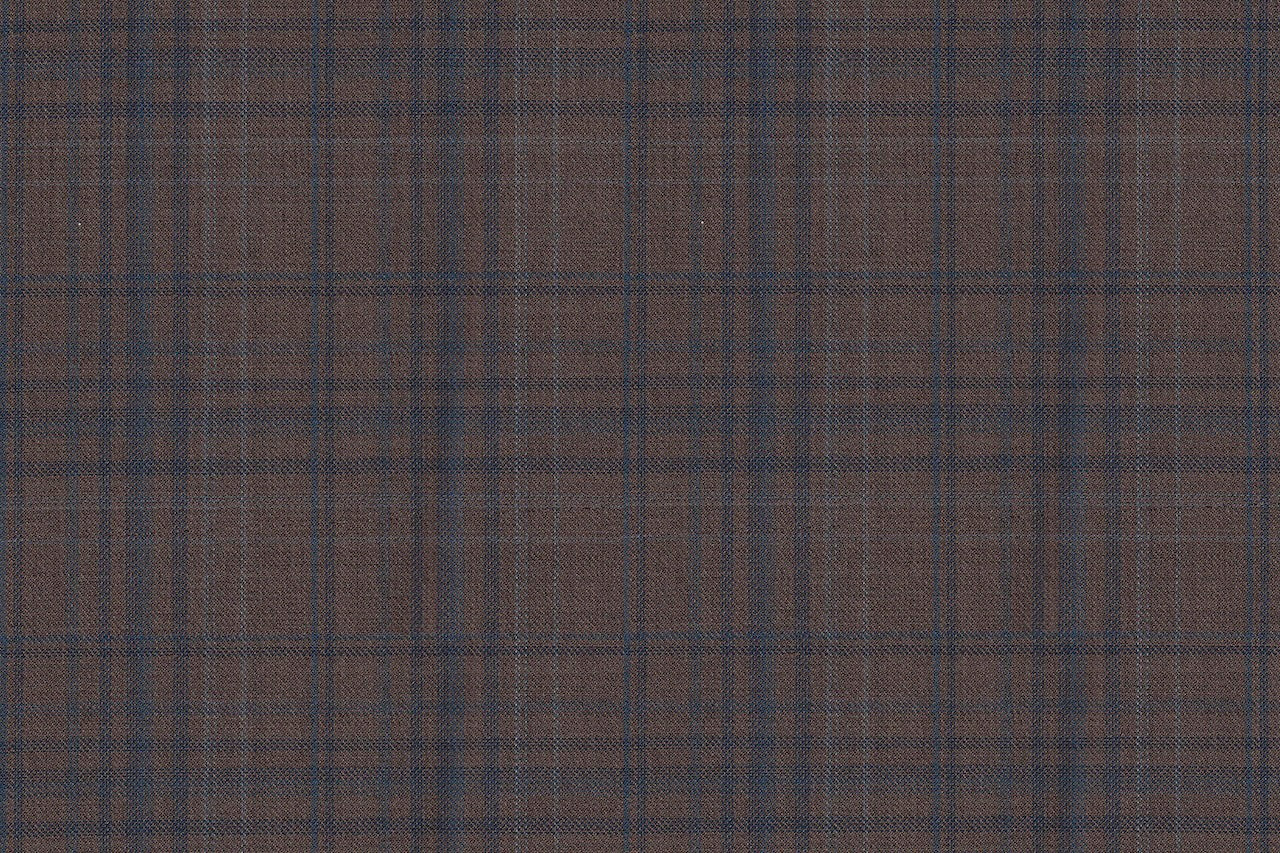 4853/G3-21731 Light Brown With Navy & Blue Check Vest Fabric