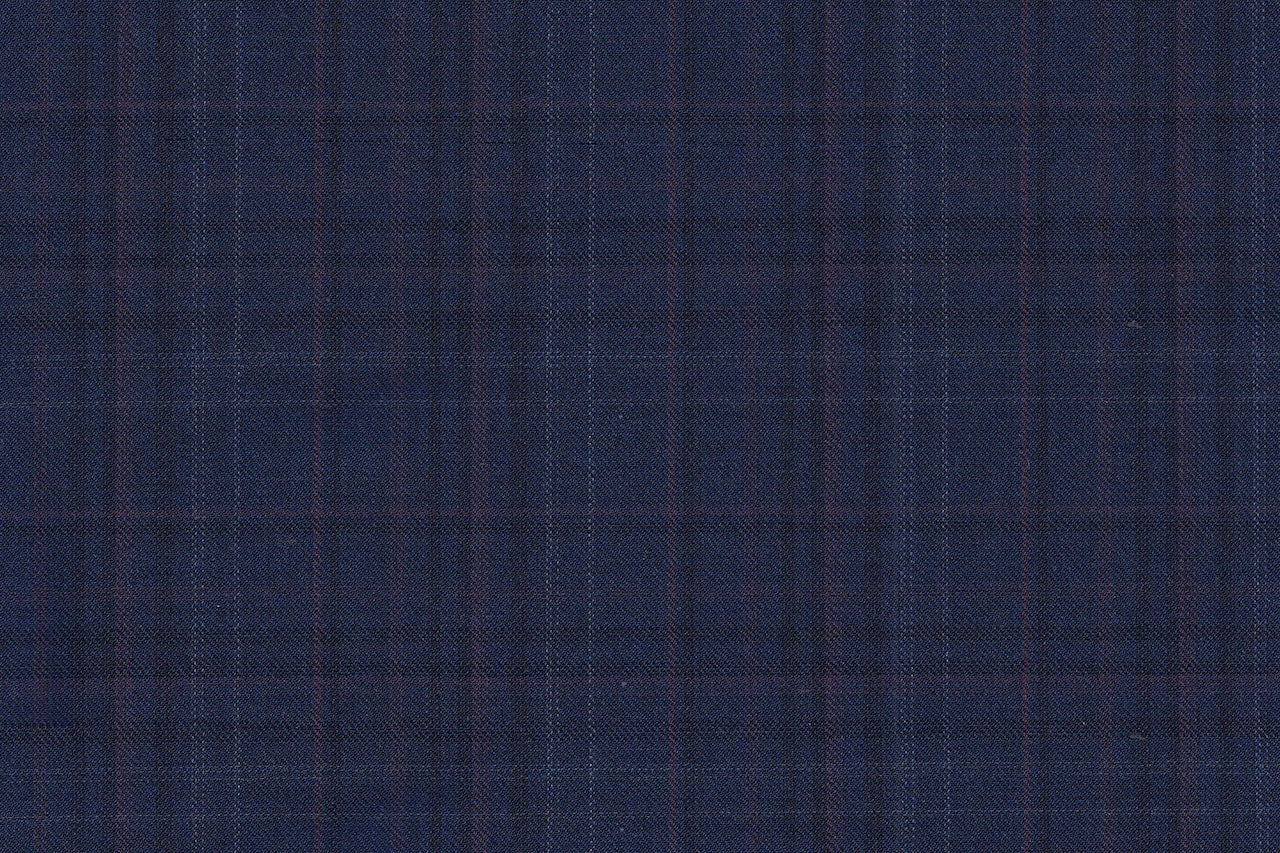 4855/G3-21733 Royal Blue With Purple & Navy Check Vest Fabric