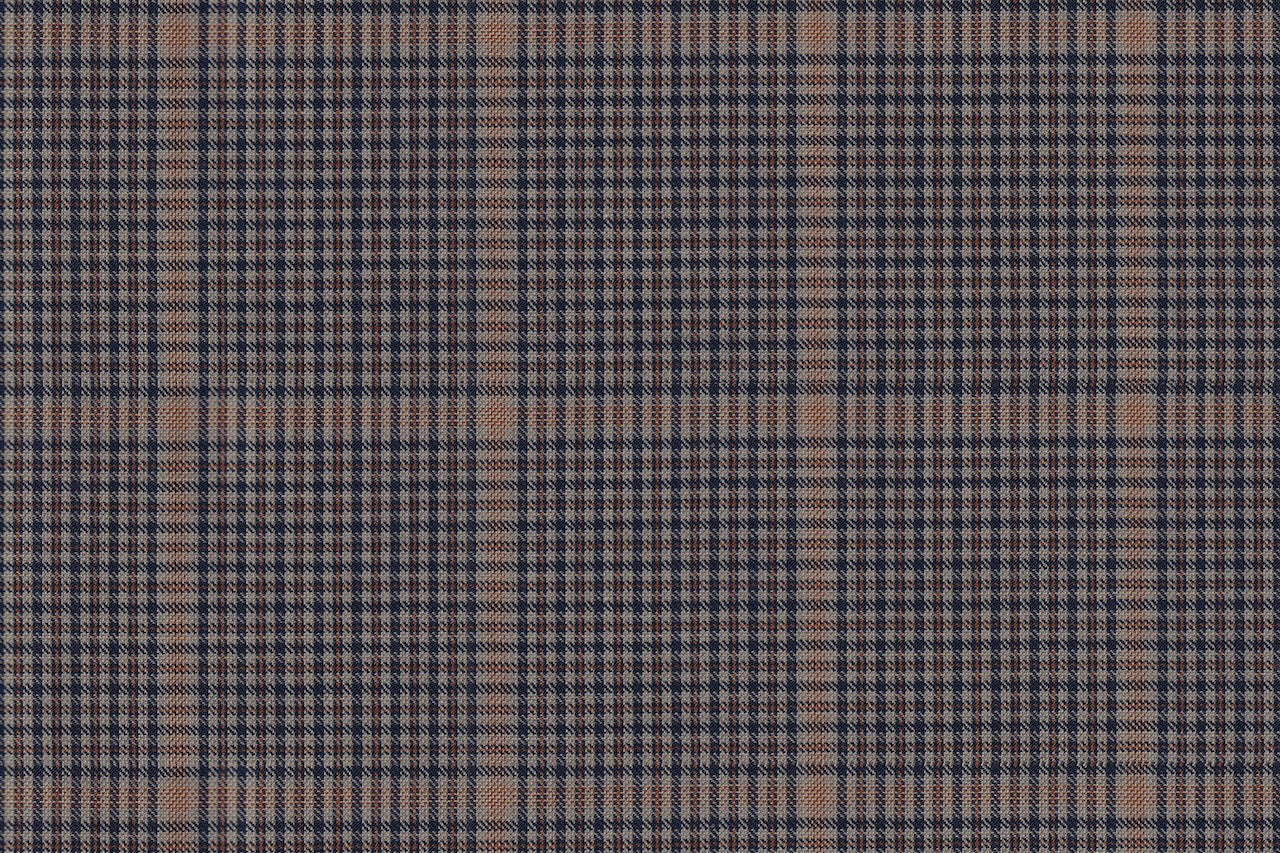 4857/G3-21735 Tan & Blue Houndstooth Check Pants Fabric