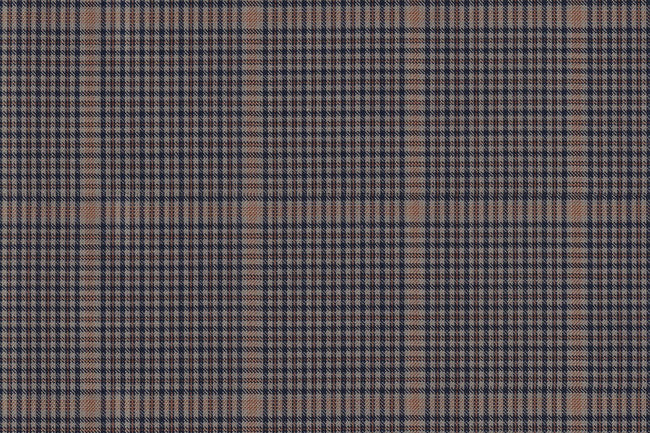 4857/G3-21735 Tan & Blue Houndstooth Check Pants Fabric