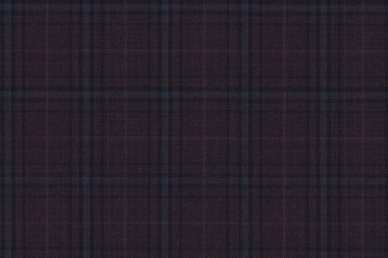 4869/G3-21747 Maroon & Light Blue Check Jacket Fabric