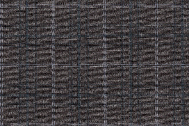 4892/G3-21771 Brown With Silver & Blue Check Vest Fabric