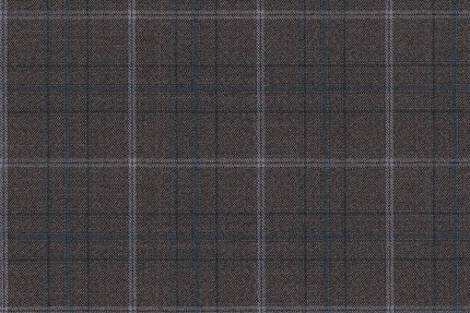 4892/G3-21771 Brown With Silver & Blue Check Jacket Fabric