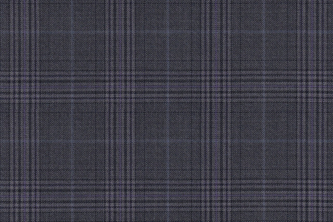 4893/G3-21772 Gray With Purple & Blue Check Jacket Fabric