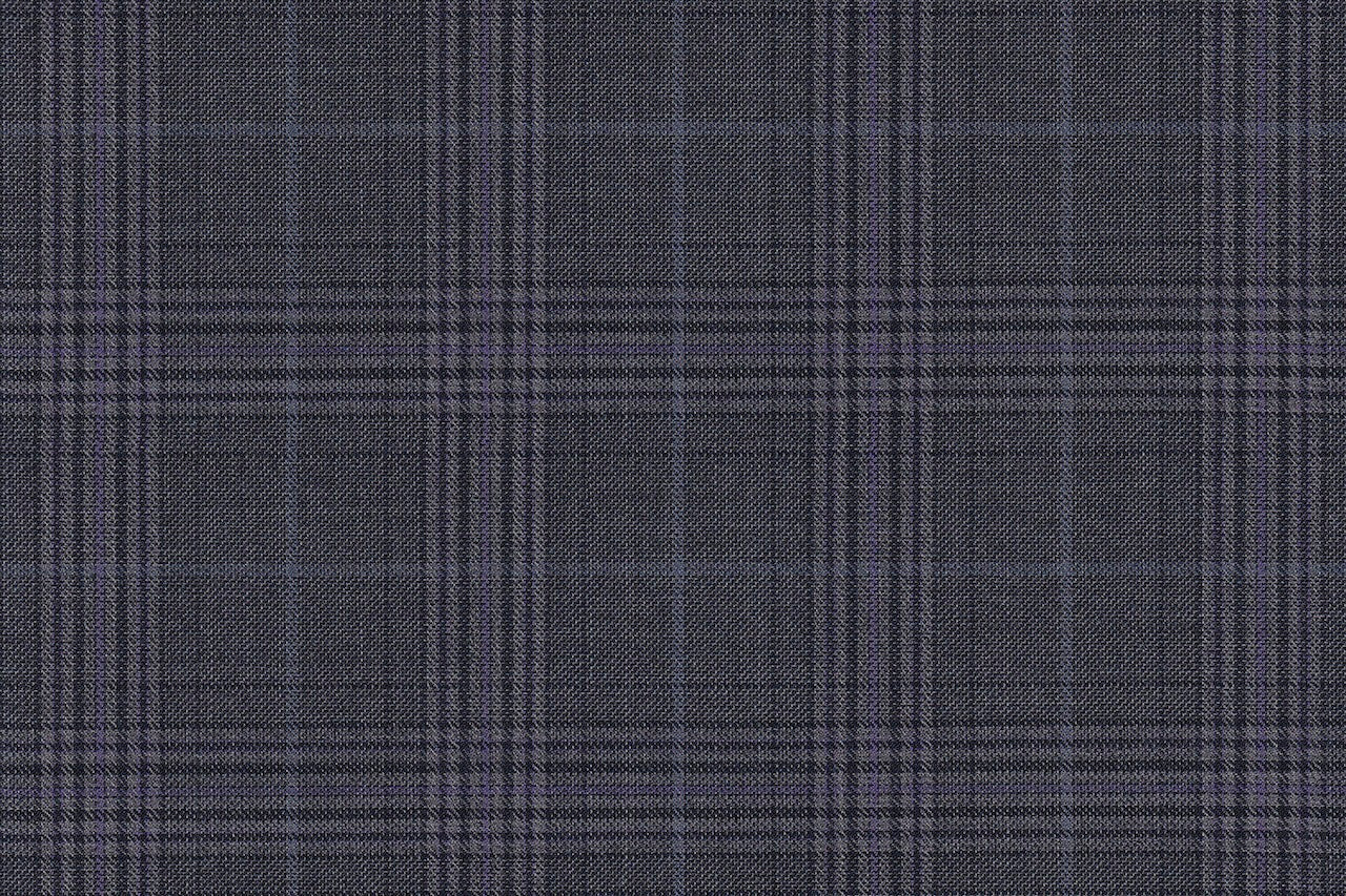 4893/G3-21772 Gray With Purple and Blue Check Suit Fabric