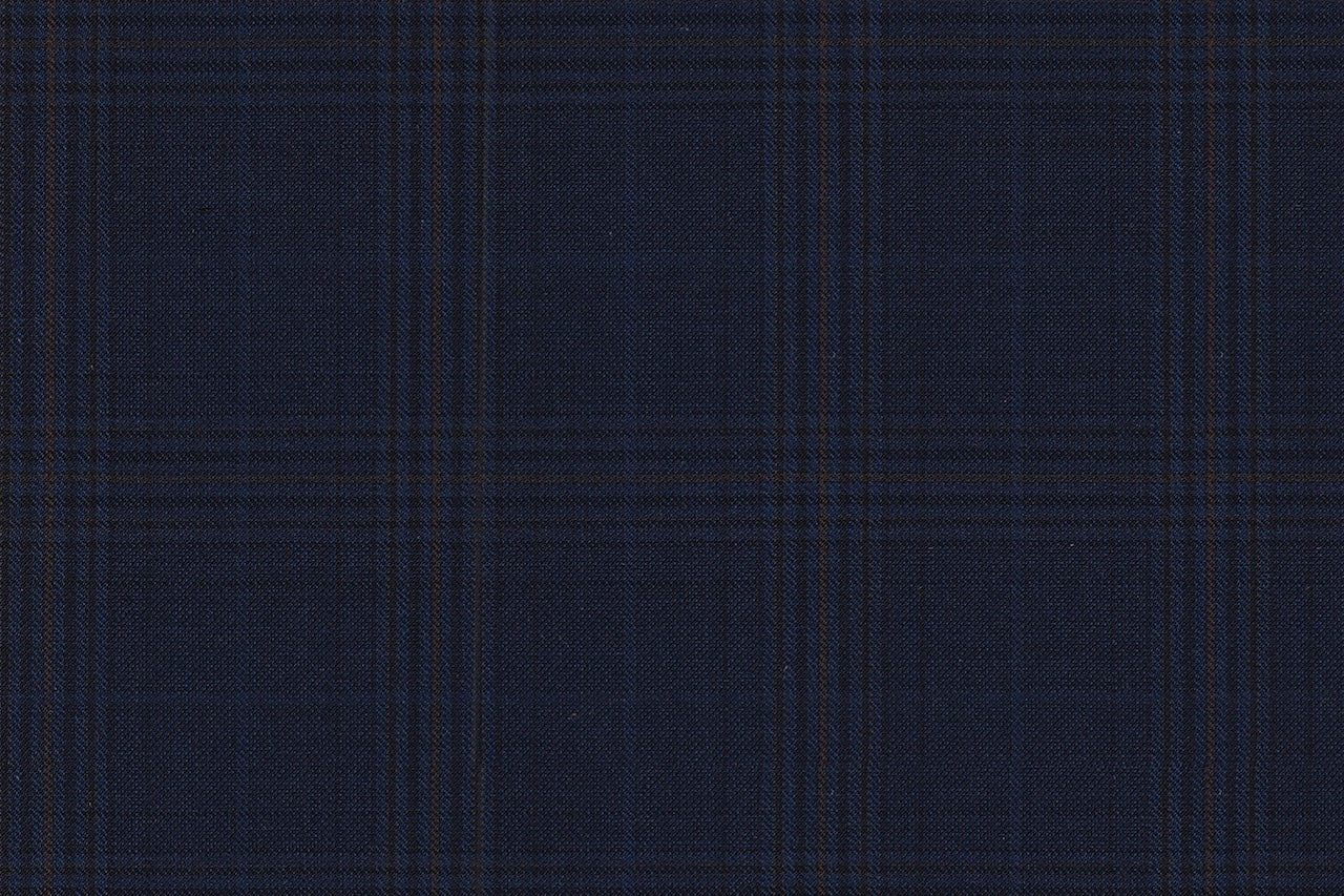 4895/G3-21774 Navy With Brown & Bronze Check Pants Fabric