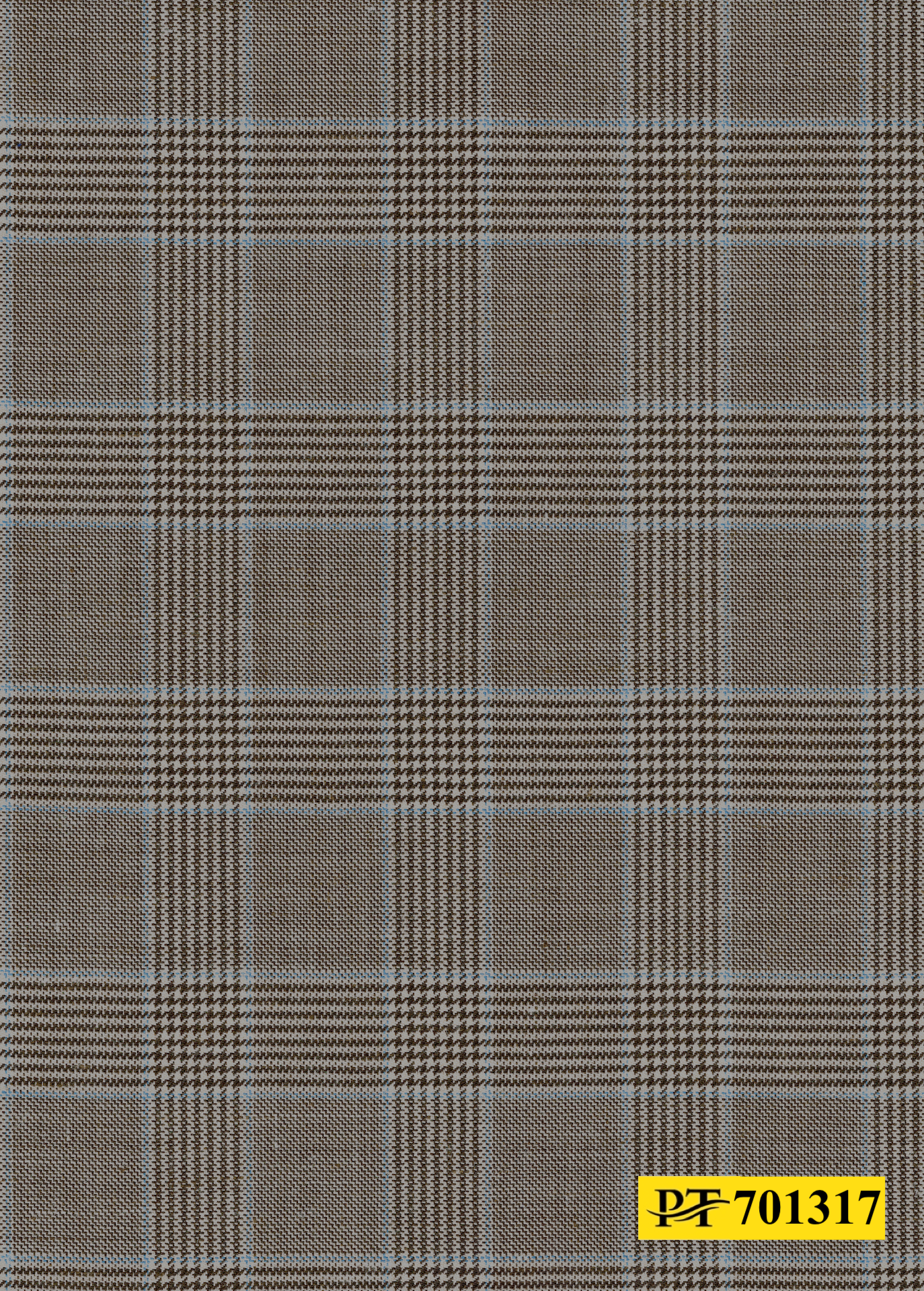 701317/P3-22114 Brown & Light Blue Houndstooth Check Jacket Fabric