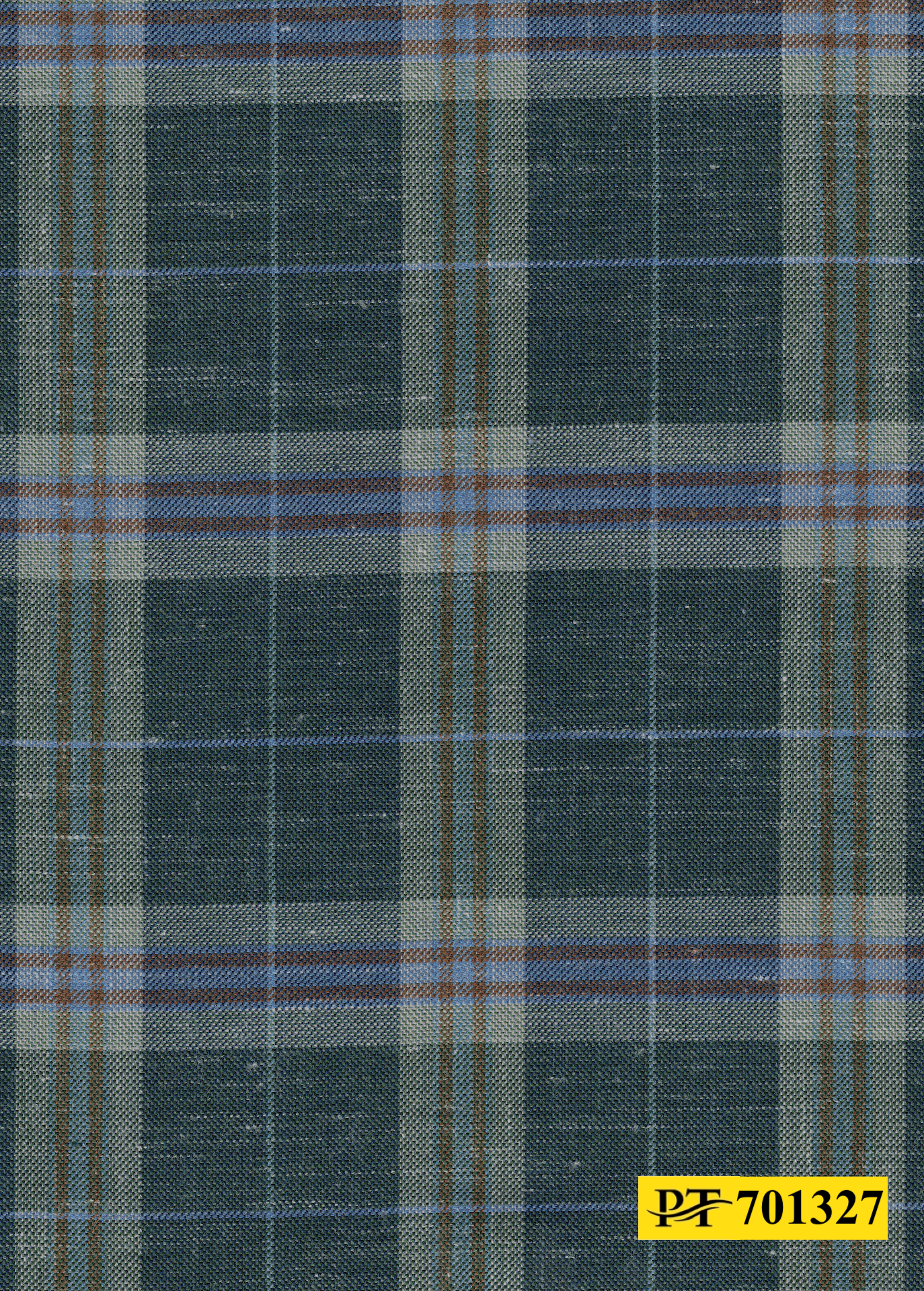 701327/P3-22124 Dark Teal With Light Blue & Copper Check Jacket Fabric