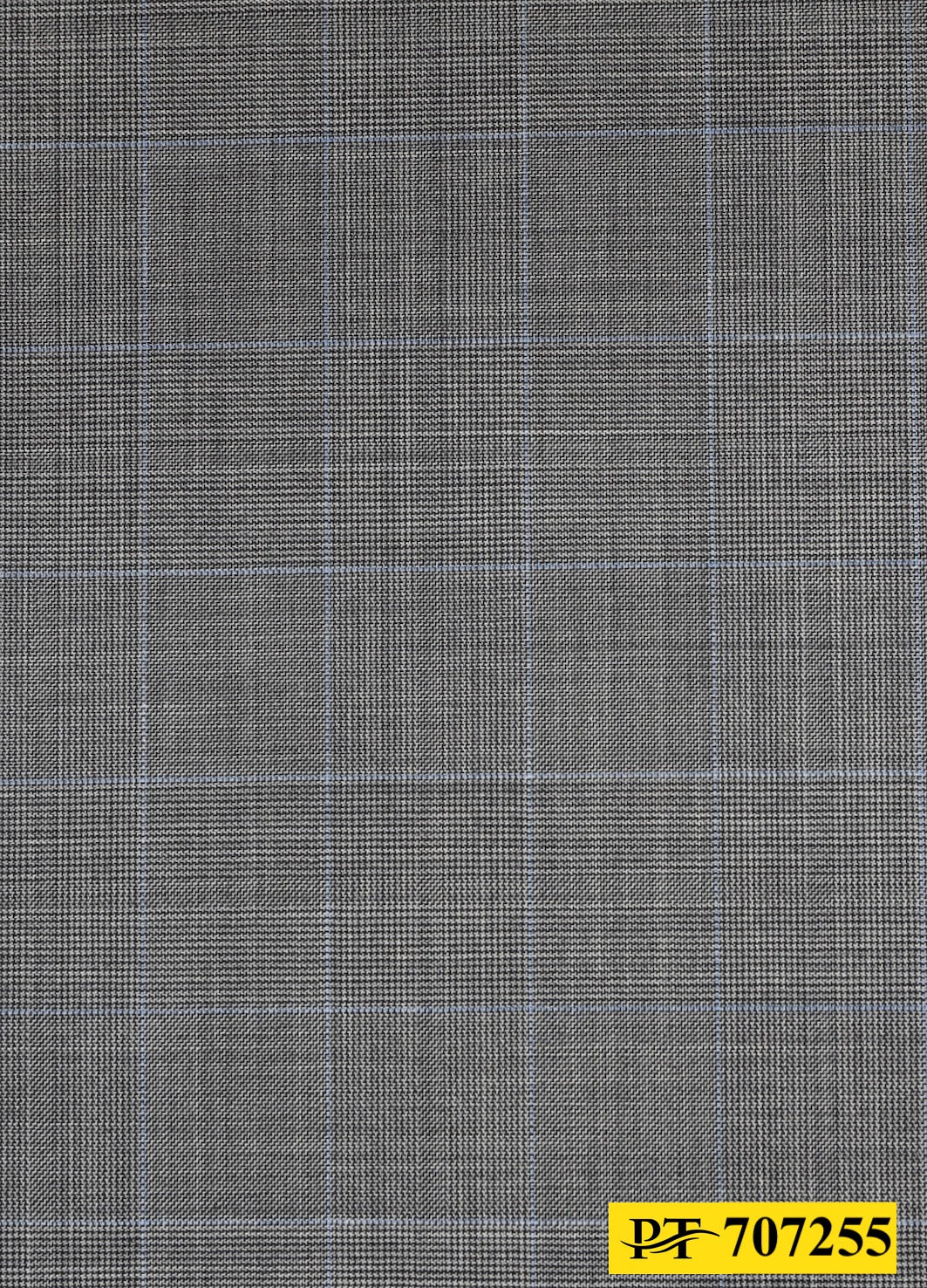 707255/P3-20767 Light Grey With Light Blue Check Jacket Fabric