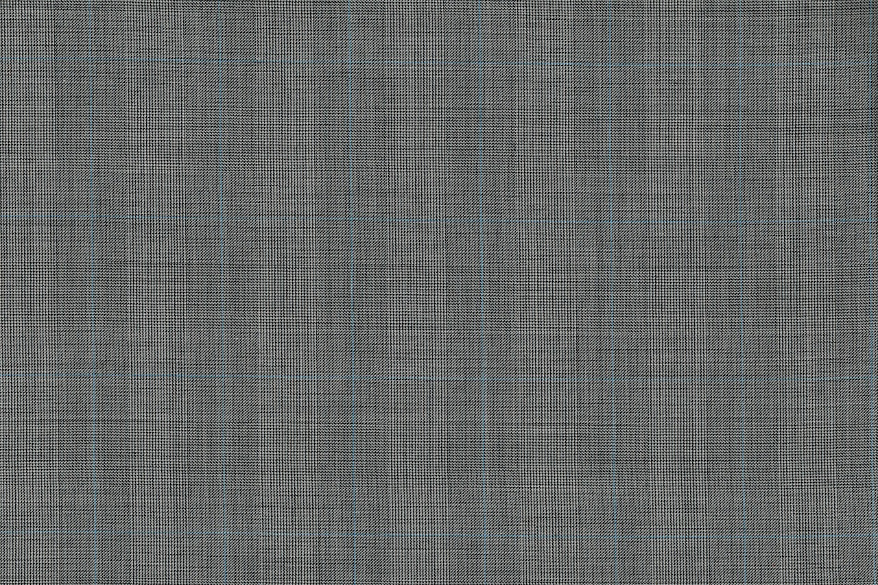 71112-1/10328 Blue Check On Light Grey Prince Of Wales Suit Fabric