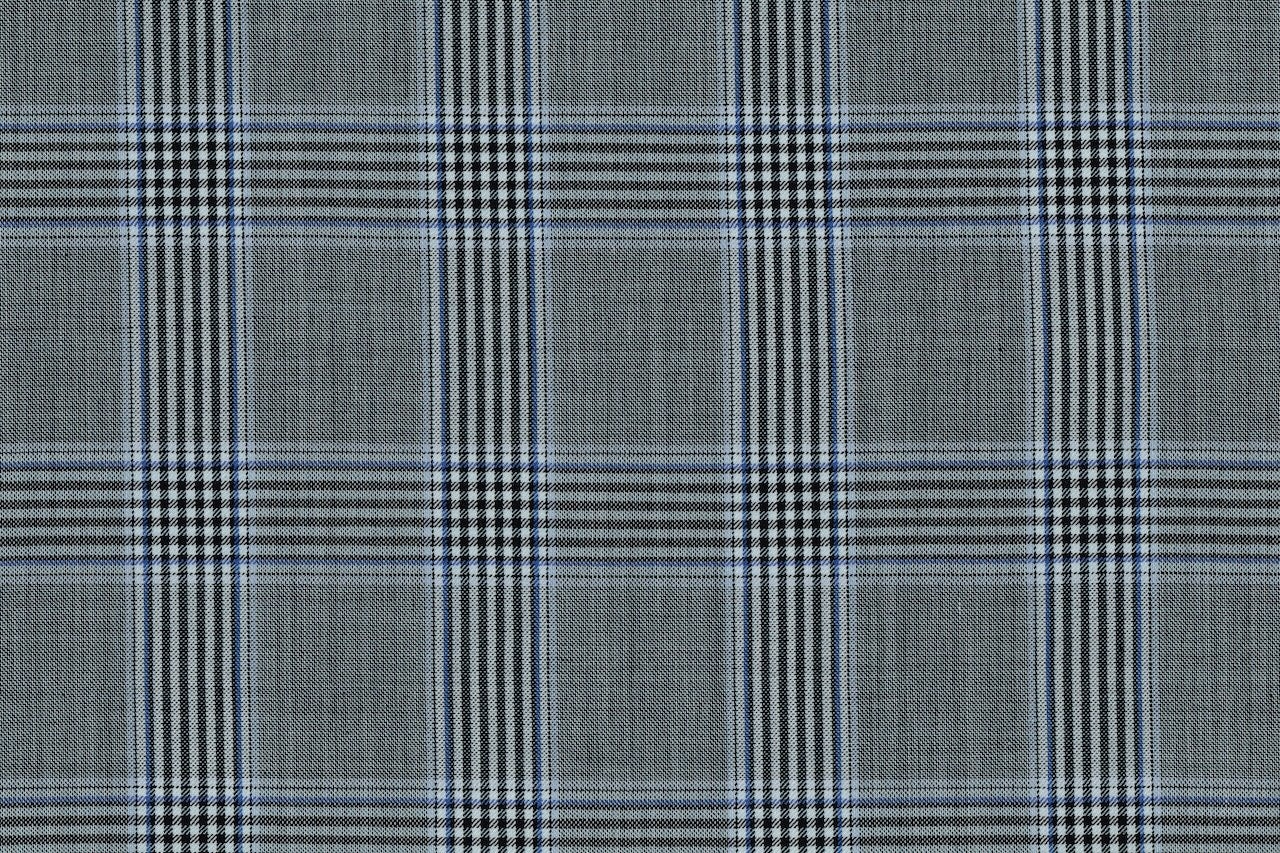 71118-1/10303 Grey Blue Plaid Check Suit Fabric