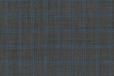 71122-1/10312 Medium Grey W Blue Windowpane Suit Fabric