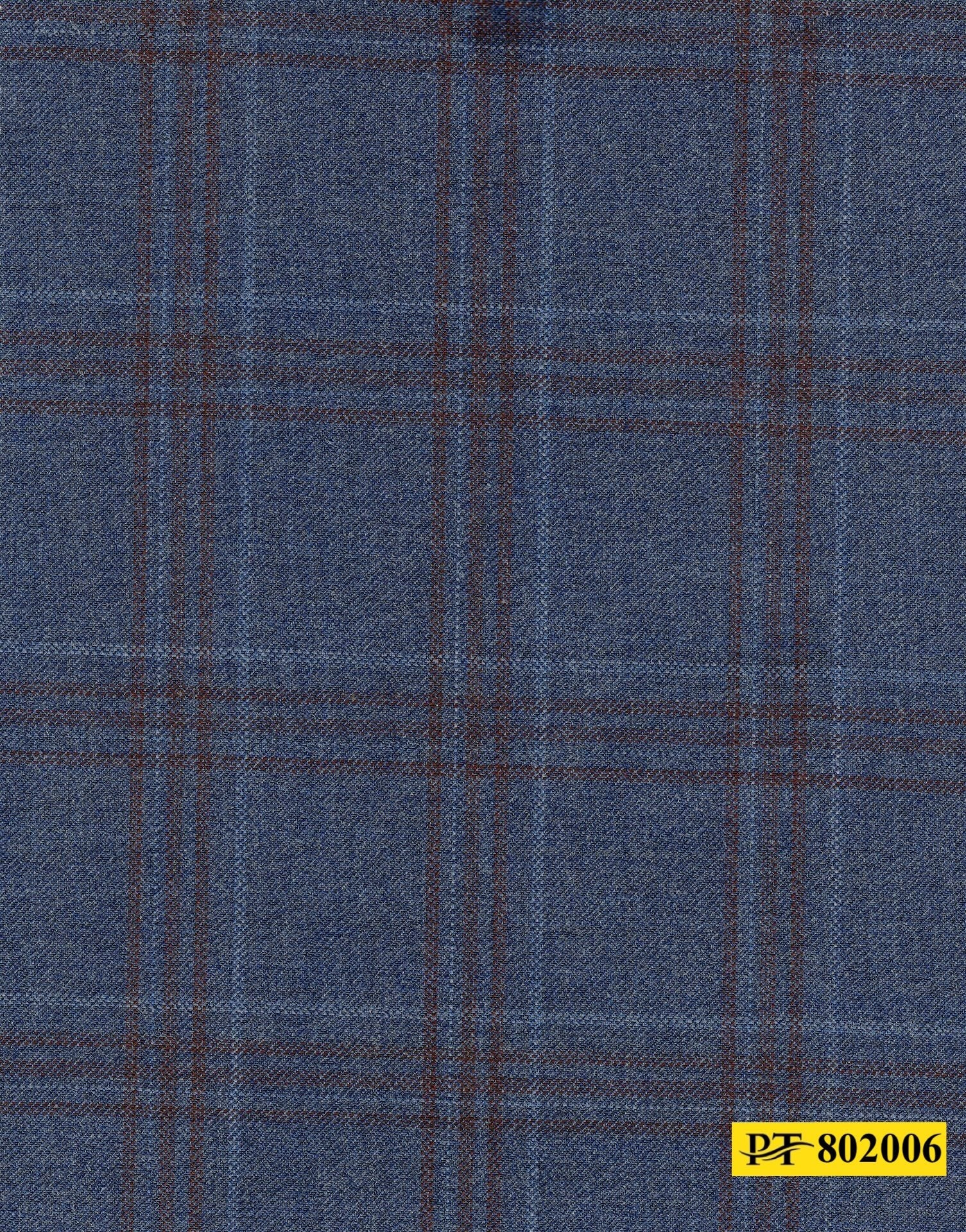 802006/P3-20897 Yale Blue With Plum & Ligh Blue Check Pants Fabric