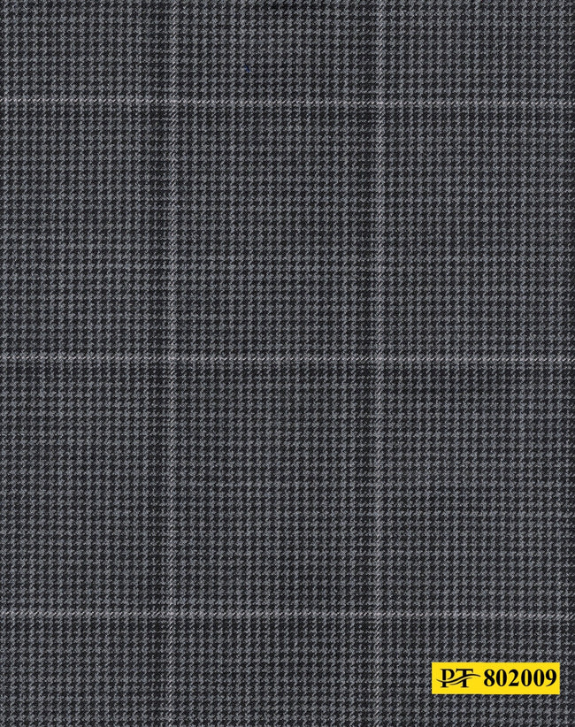 802009/P3-20900 Grey, Black And Silver Houndstooth Check Pants Fabric