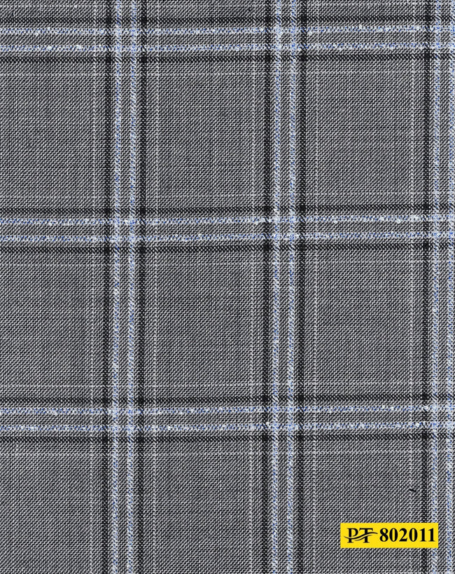 802011/P3-20902 Grey With Black & Light Blue Check Vest Fabric