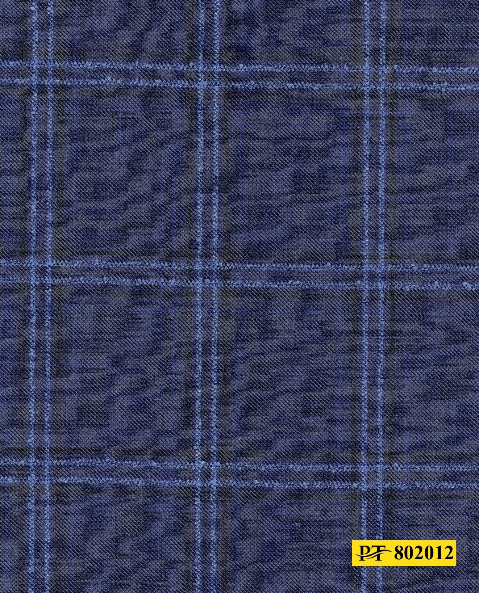 802012/P3-20903 Navy With Black and Light Blue Check Suit Fabric