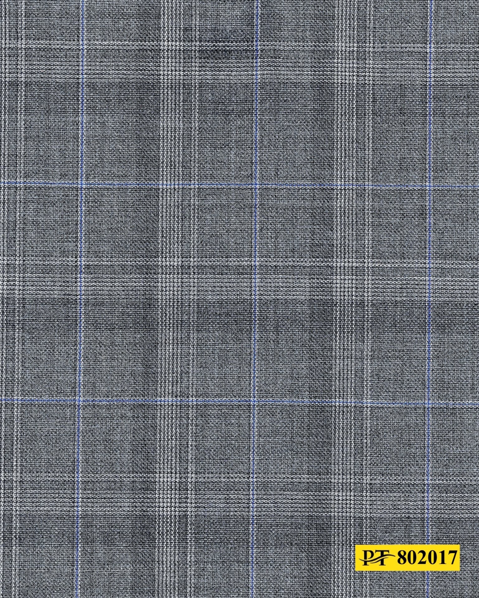 802017/P3-20908 Light Grey With Silver and Blue Check Suit Fabric