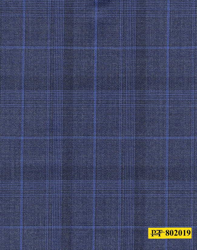 802019/P3-20910 Royal Blue With Light Blue Check Vest Fabric