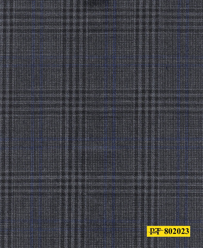 802023/P3-20914 Charcoal Grey With Black & Blue Check Pants Fabric