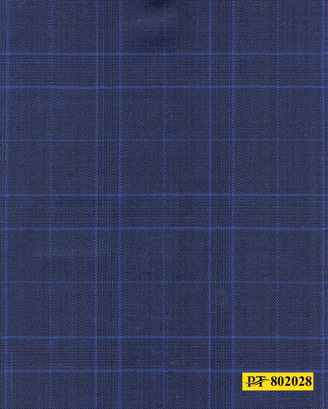 802028/P3-20919 Navy Blue With Light Blue Check Vest Fabric