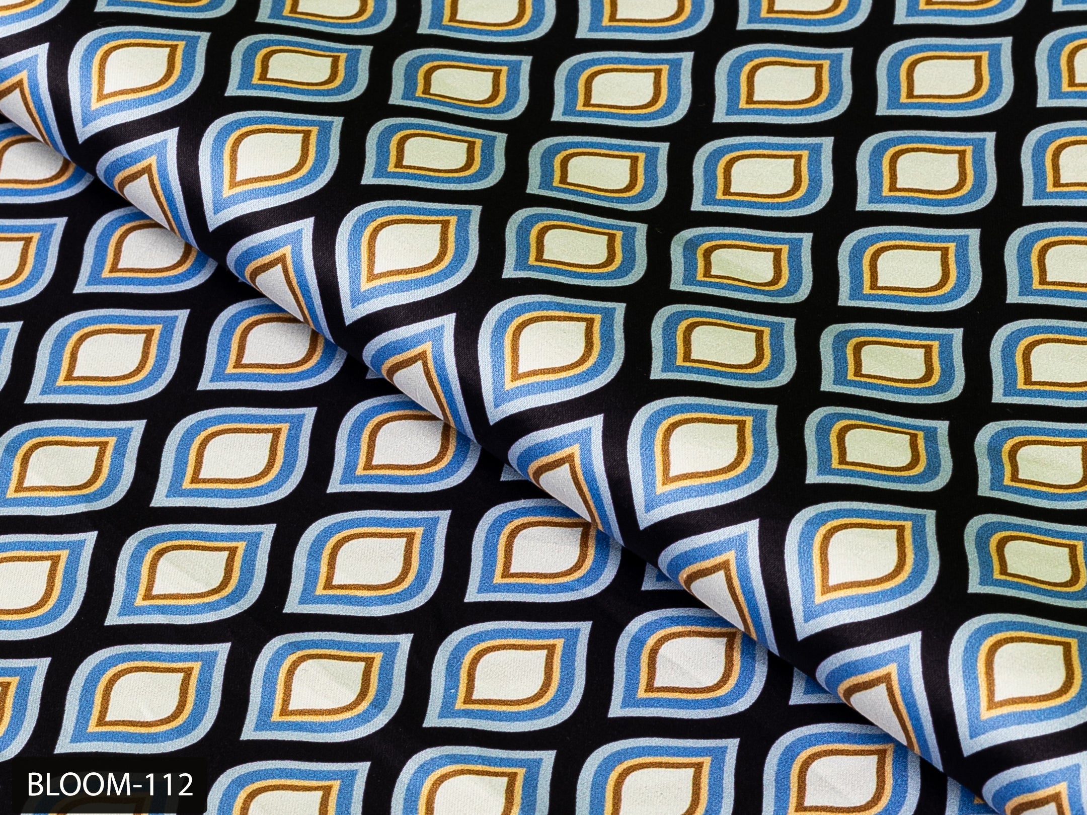 COLOR 112/BLOOM 112 Blue and White Printed Fine Giza Cotton Shirting Fabric