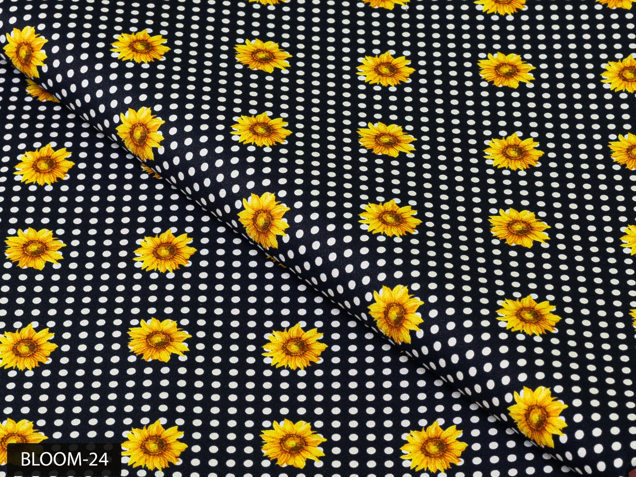 COLOR 24/BLOOM 24 Black and White Floral Printed Fine Giza Cotton Shirting Fabric