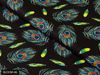 COLOR 46/BLOOM 46 Black and Green Peacock Printed Fine Giza Cotton Shirting Fabric