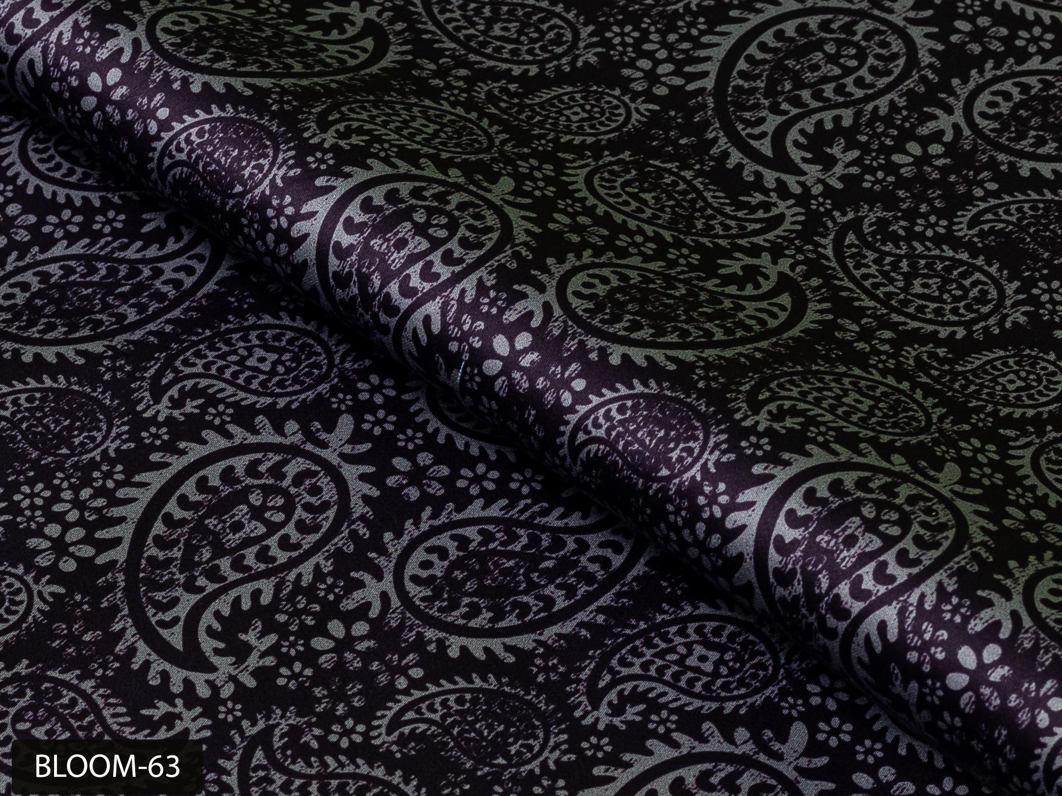 COLOR 63/BLOOM 63 Purple Paisley Printed Fine Giza Cotton Shirting Fabric