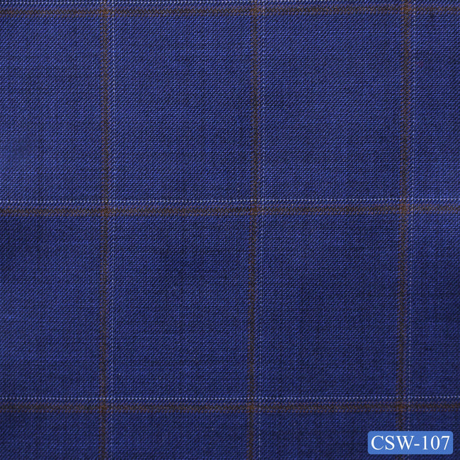 CSW-107/V3-19067 Blue With Brown Check Suit Fabric