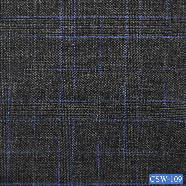 CSW-109/V3-19069 Grey With Blue Plaid Suit Fabric