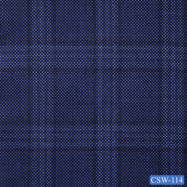 CSW-114/V3-19074 Blue Birdseye Check Suit Fabric