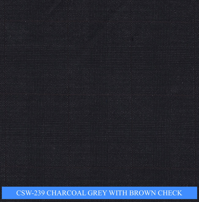 CSW-239/V3-19158 Charcoal Grey With Brown Check Suit Fabric