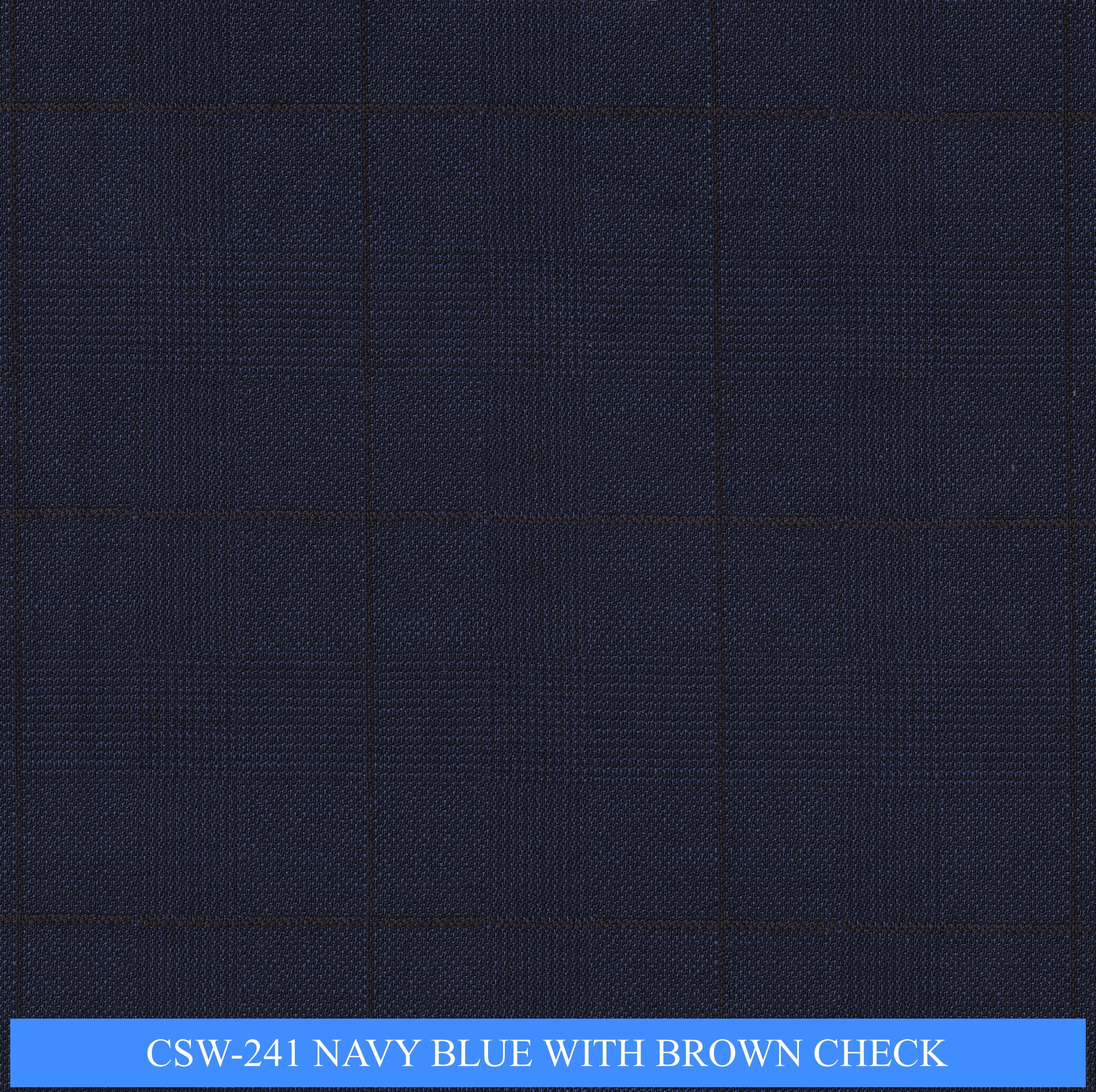 CSW-241/V3-19160 Navy Blue With Brown Check Suit Fabric