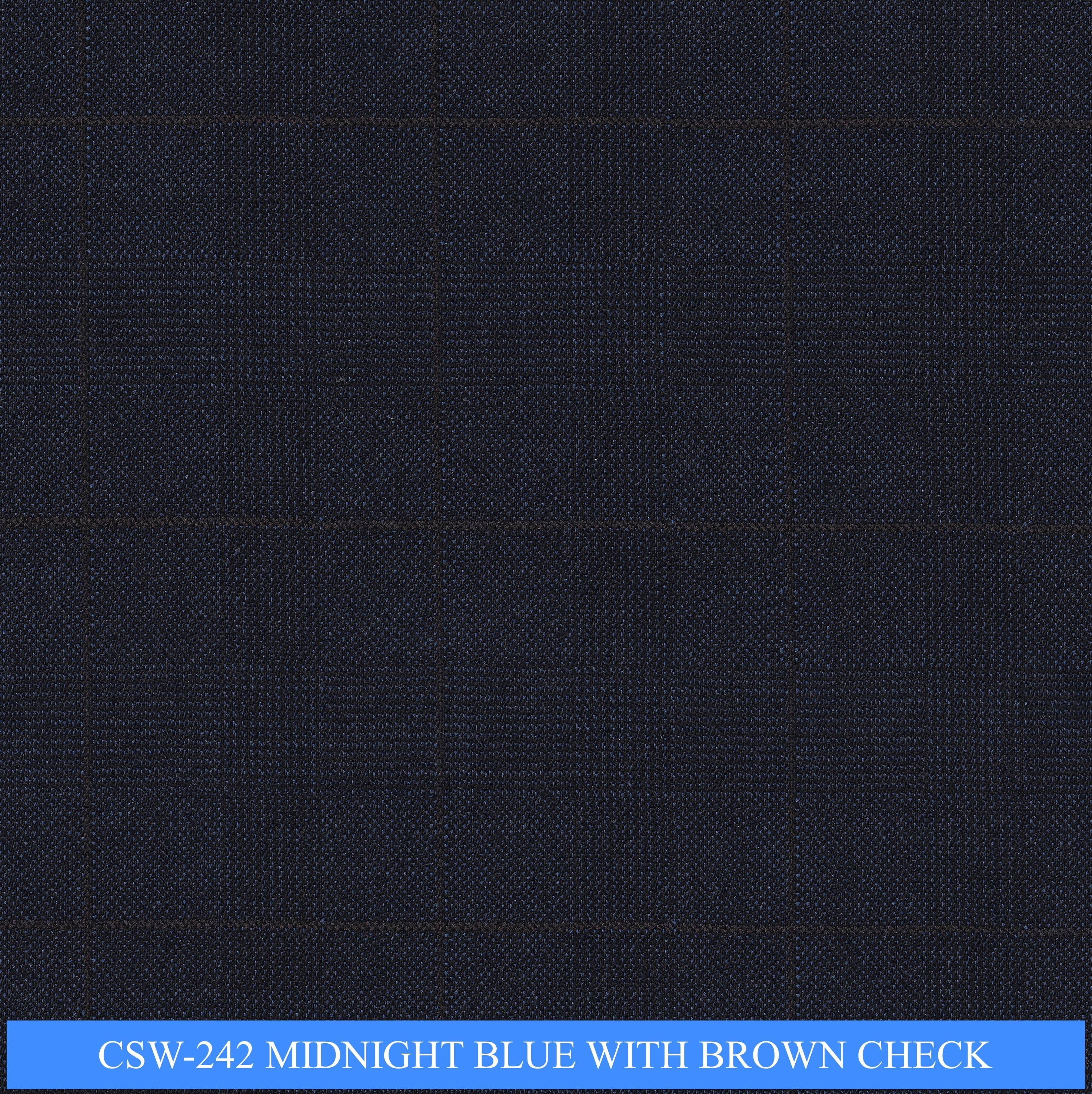 CSW-242/V3-19161 Midnight Blue With Brown Check Suit Fabric