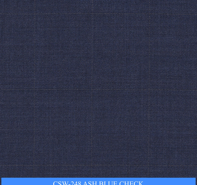 CSW-248/V3-19167 Ash Blue Check Suit Fabric