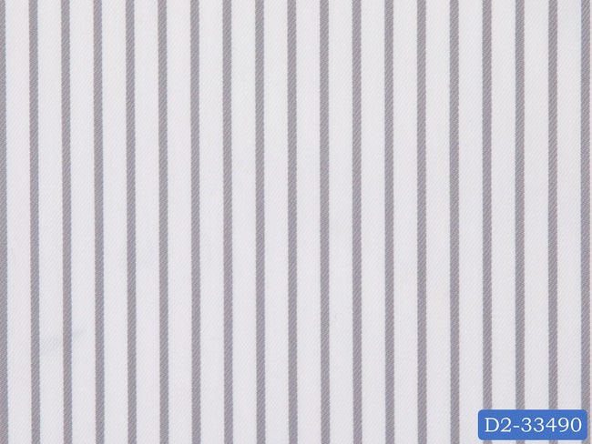 D2-33490 White With Grey Stripe Shirting Fabric