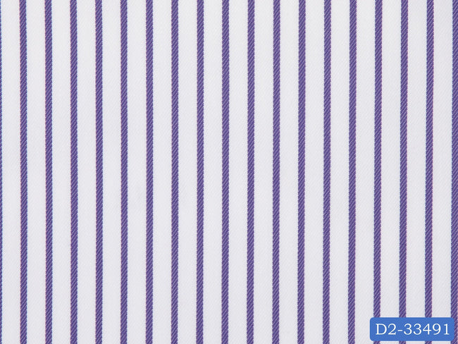 D2-33491 White With Purple Stripe Shirting Fabric