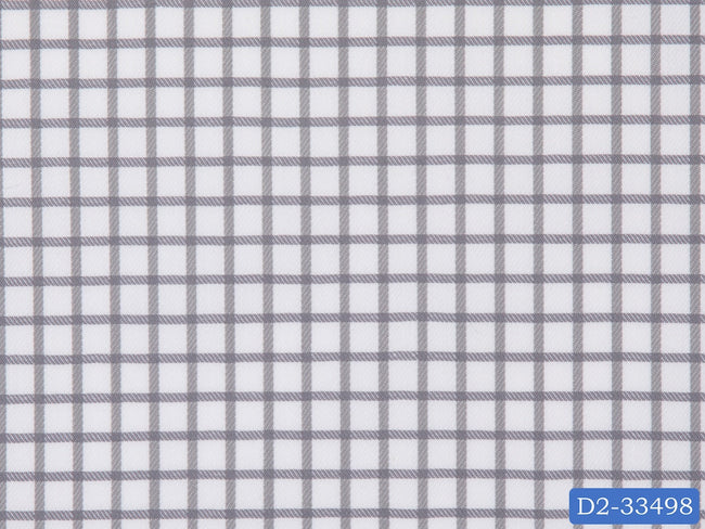 D2-33498 White With Grey Check Shirting Fabric