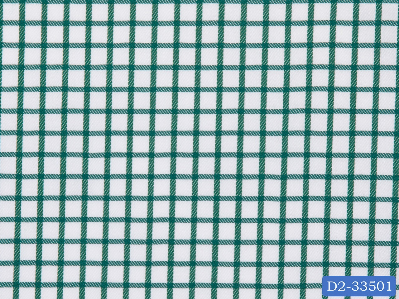 D2-33501 White With Green Check Shirting Fabric