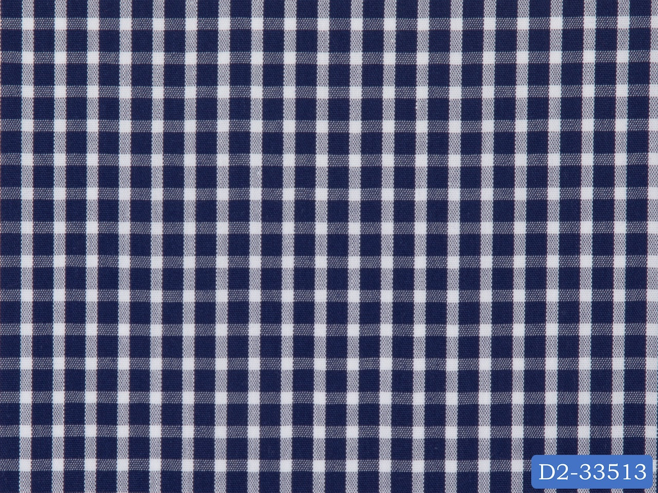 D2-33513 Navy Blue With White Check Shirting Fabric