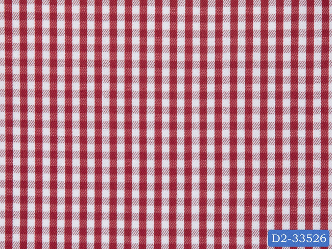 D2-33526 Red And White Check Shirting Fabric