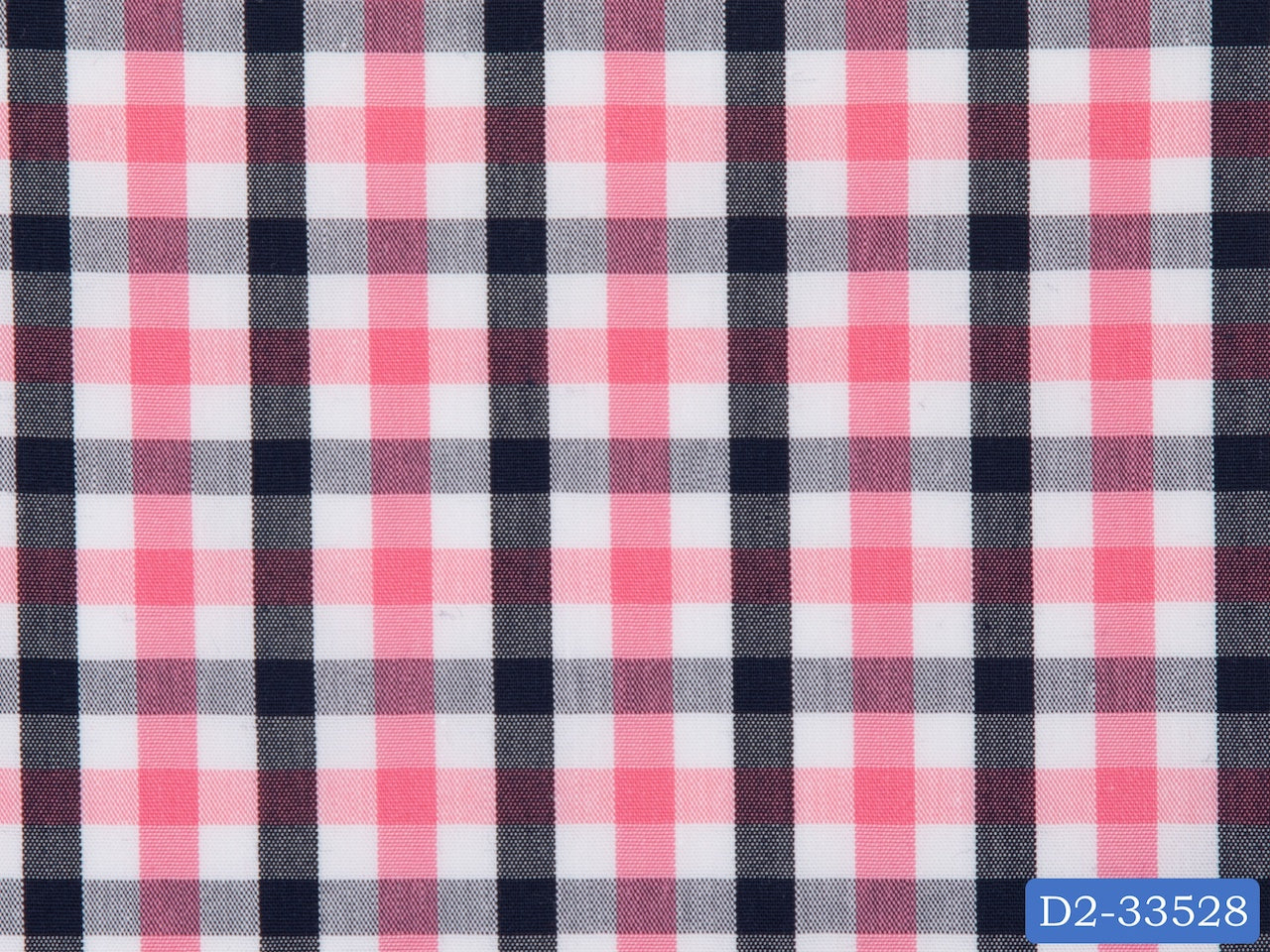 D2-33528 White, Pink And Dark Blue Check Shirting Fabric