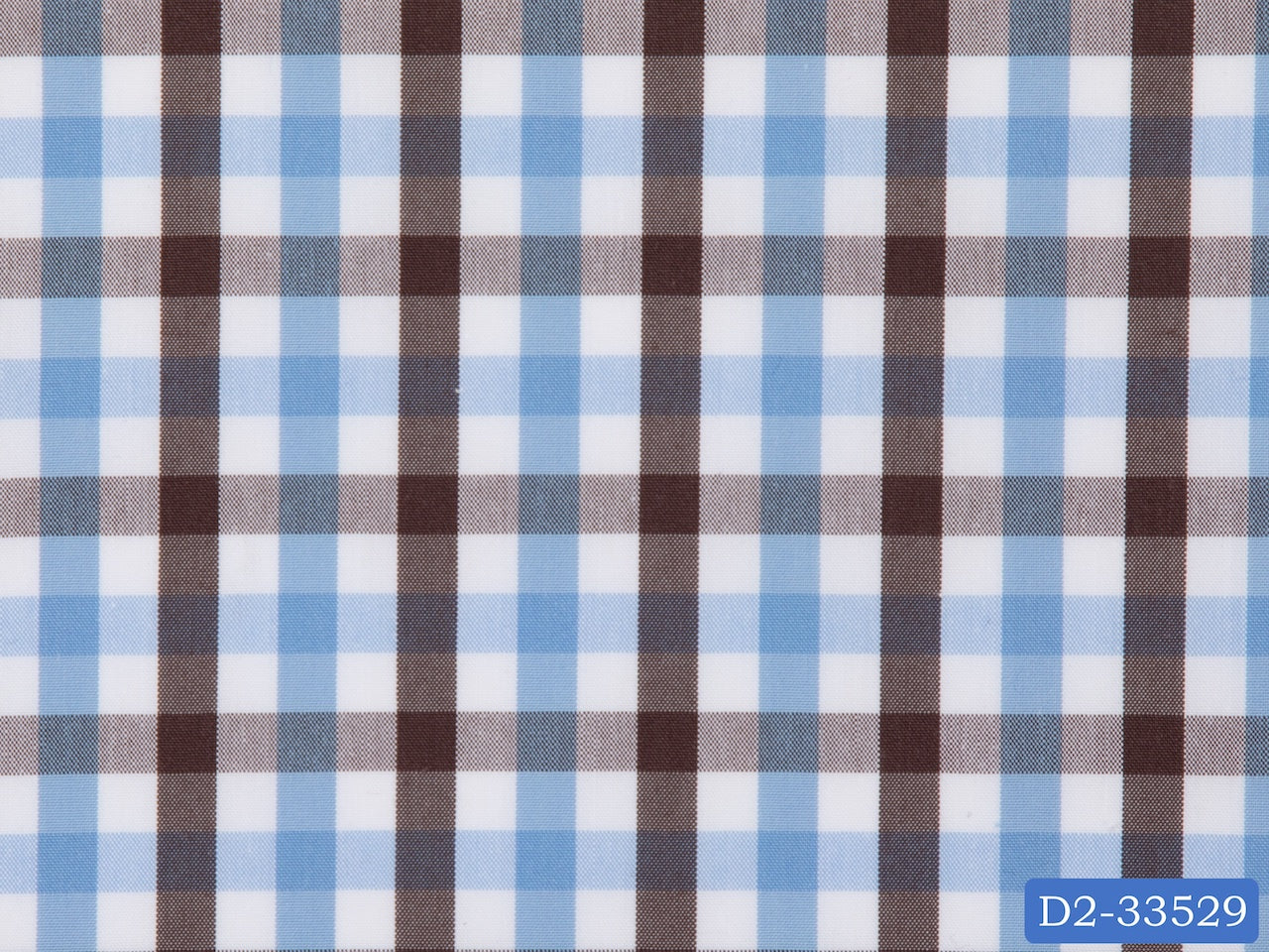 D2-33529 White, Blue And Brown Check Shirting Fabric