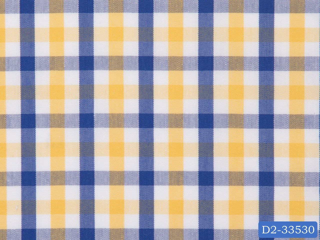 D2-33530 White, Yellow And Blue Check Shirting Fabric