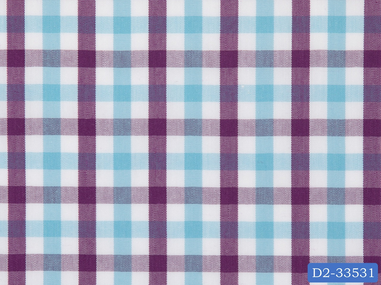 D2-33531 White, Turqoise And Purple Check Shirting Fabric