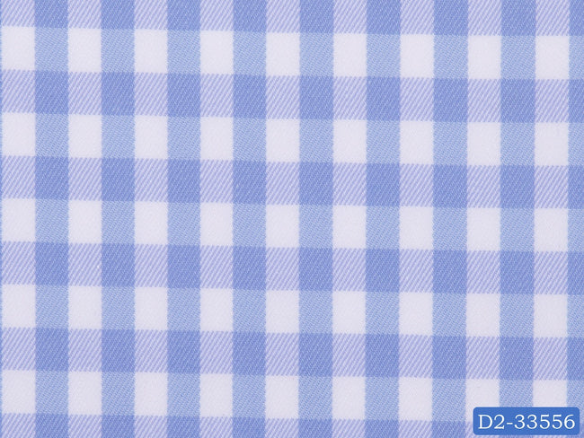 D2-33556 White With Light Blue Check Shirting Fabric